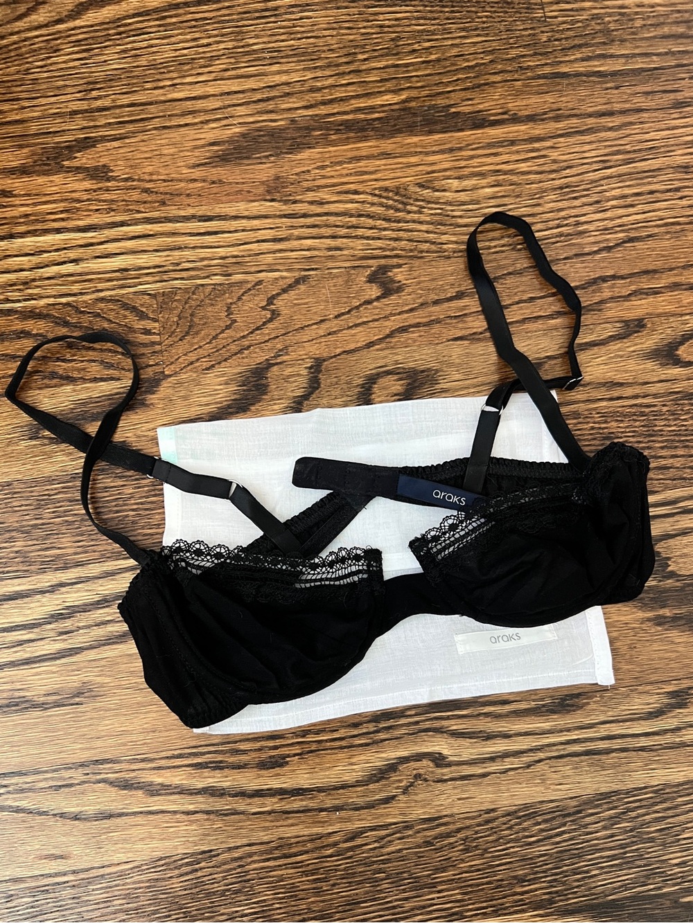 Araks Black Lace Underwire Bra with Adjustable Straps